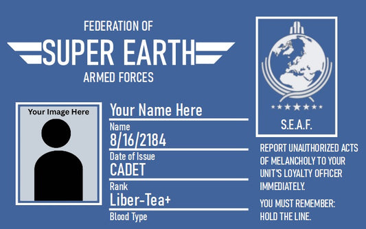 Super Earth Armed Forces Enlistment Card